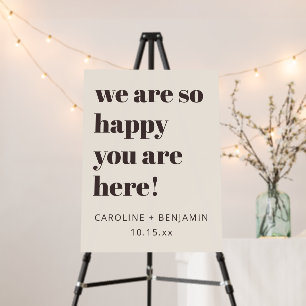Bold Brown Cream Modern Wedding Welcome Sign