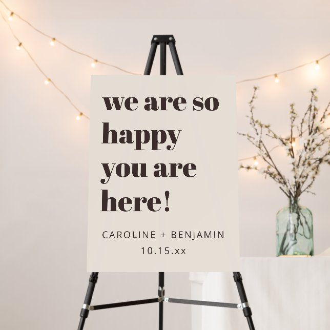 Bold Brown Cream Modern Wedding Welcome Sign (In Situ (Stand))