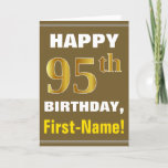 [ Thumbnail: Bold, Brown, Faux Gold 95th Birthday W/ Name Card ]
