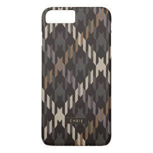 Bold brown houndstooth plaid pattern monogram iPhone 8 plus/7 plus case
