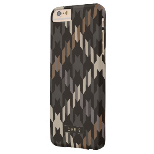 Bold brown houndstooth plaid pattern monogram barely there iPhone 6 plus case