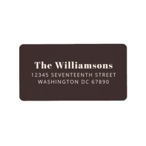 Bold Brown Modern Typography Custom Return Address Label