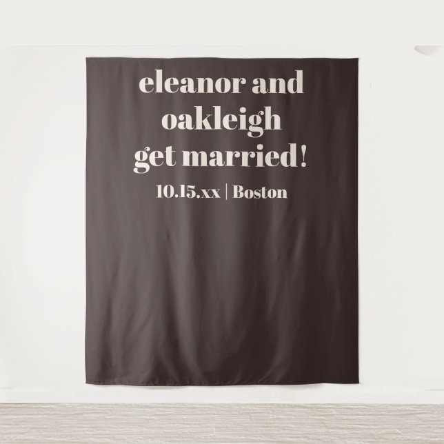 Bold Brown Modern Wedding Custom Photo Backdrop (Front)