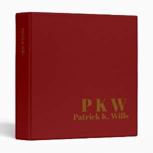 Bold Brown Monogram deep-red Portfolio  3 Ring Binder