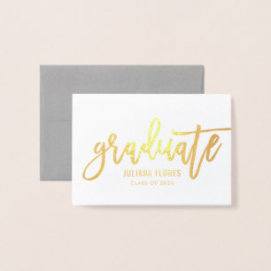 Bold Brush Gold Graduate Photo Thank You Foil Card