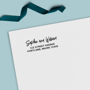 Bold Brush Script Couple Name Return Address Self-inking Stamp