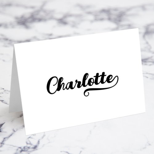 Bold Brush Script E Swash Name Place Cards
