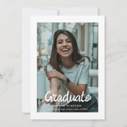 Bold Brush Script Photo Graduation Announcement