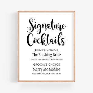 Bold Brush Script Signature Cocktails Poster
