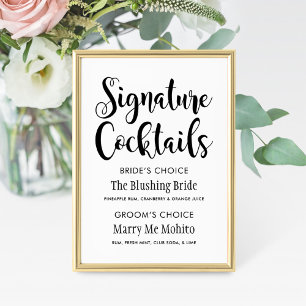 Bold Brush Script Signature Cocktails Sign