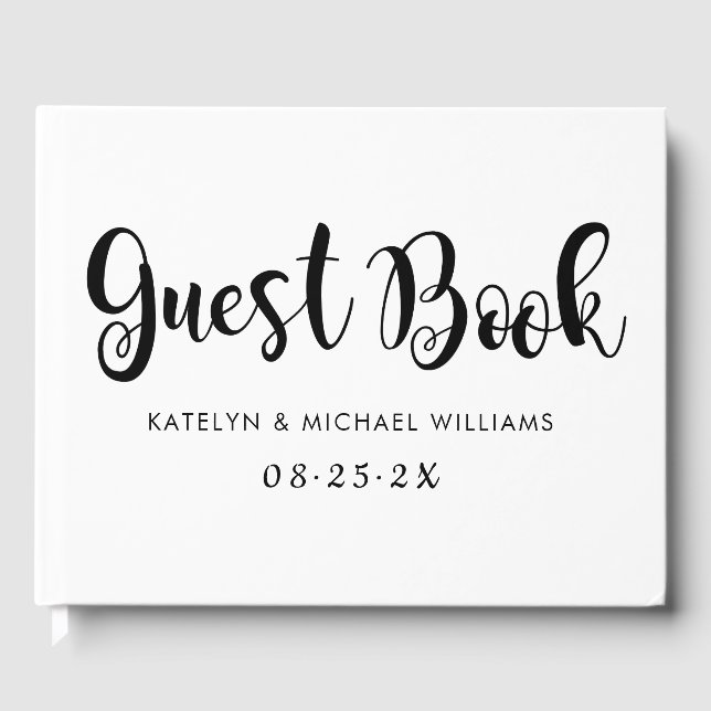 Bold Brush Script Wedding Monogram Guest Book (Front)