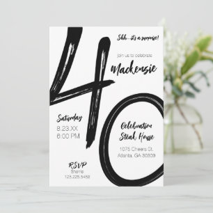 Bold Brush Stroke 40th Birthday Surprise Party Invitation