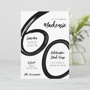 Bold Brush Stroke 60th Birthday Surprise Party Invitation