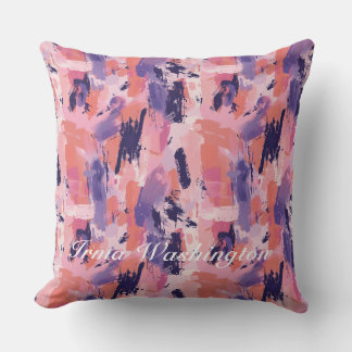 Bold Brushstrokes Splashes in Coral Pink 1 Throw Pillow