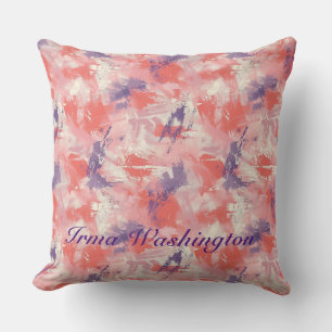 Bold Brushstrokes Splashes in Coral Pink 3 Throw Pillow