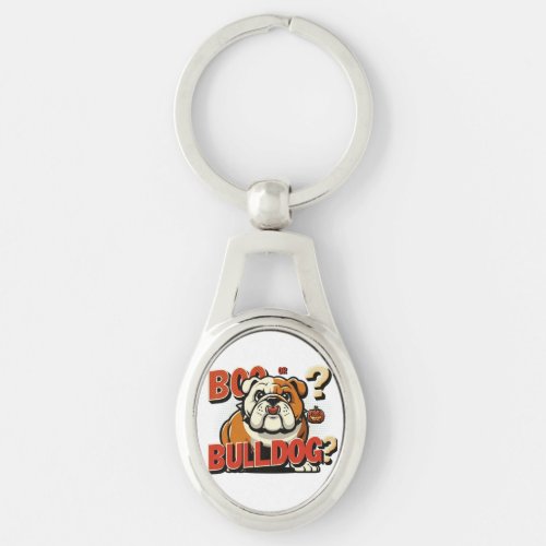 Bold Bulldog Pop Art Boo or Bulldog Illustration Keychain