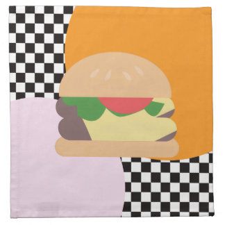 Bold Burger Checkered Pink Orange Black Cloth Napkin