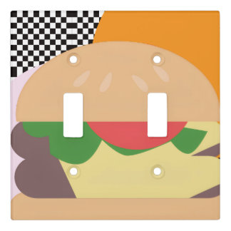 Bold Burger Checkered Pink Orange Black Light Switch Cover