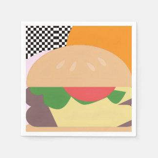Bold Burger Checkered Pink Orange Black Napkins