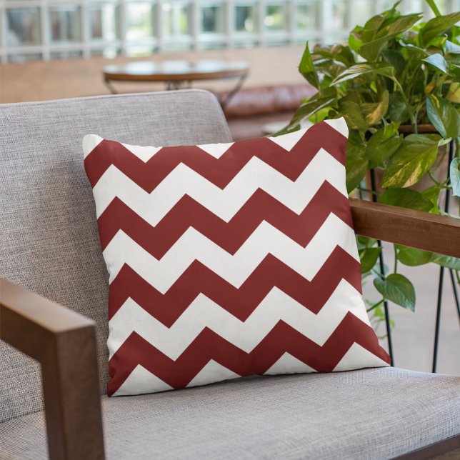 Bold Burgundy Chevron Pattern Throw Pillow (Creator Uploaded)