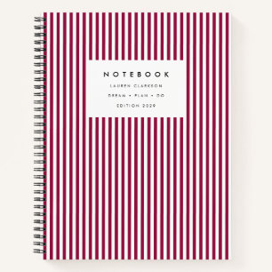 Bold Burgundy Vertical Stripe Notebook