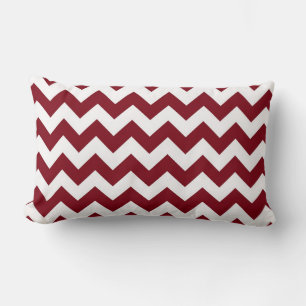 Bold Burgundy Wine & White Chevron Zig-Zag Pattern Lumbar Pillow