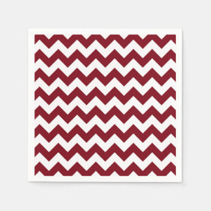 Bold Burgundy Wine & White Chevron Zig-Zag Pattern Paper Napkins