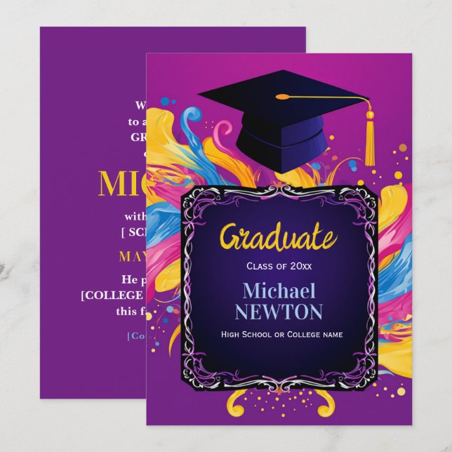 Bold Burst Custom Graduation Announcement (Front/Back)