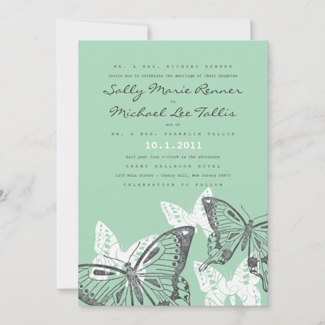 Bold Butterflies Wedding Invitation (Front)
