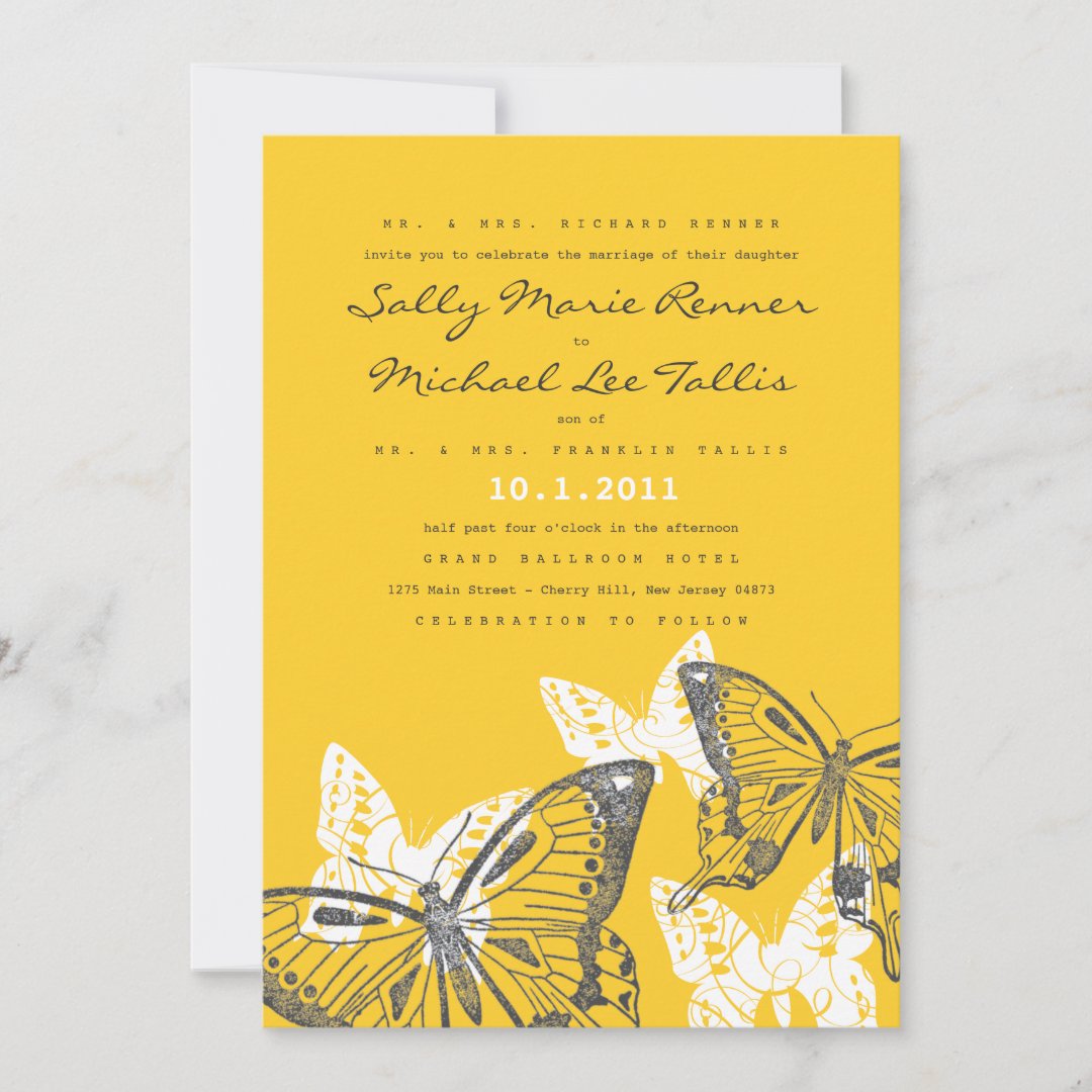 Bold Butterflies Wedding Invitation Zazzle