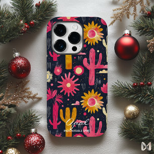 Bold Cactus and Floral Pattern with Name Quote Case-Mate iPhone 14 Pro Case