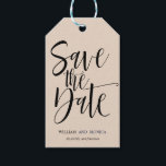 Bold Calligraphy Eggshell WEDDING SAVE THE DATE Gift Tags<br><div class="desc">Announce your upcoming wedding with our Bold Calligraphy in black color against eggshell background for this trendy and modern save the date. For help or custom request (no charges) please contact us at citronelladesign@gmail.com or visit our store
Perfect for nautical inspired wedding.</div>