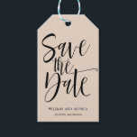 Bold Calligraphy Eggshell WEDDING SAVE THE DATE Gift Tags<br><div class="desc">Announce your upcoming wedding with our Bold Calligraphy in black color against eggshell background for this trendy and modern save the date. For help or custom request (no charges) please contact us at citronelladesign@gmail.com or visit our store
Perfect for nautical inspired wedding.</div>