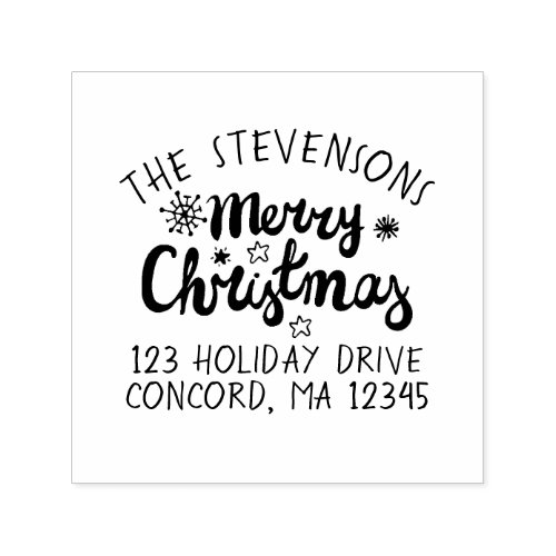 Bold Calligraphy Merry Christmas Return Address Self_inking Stamp