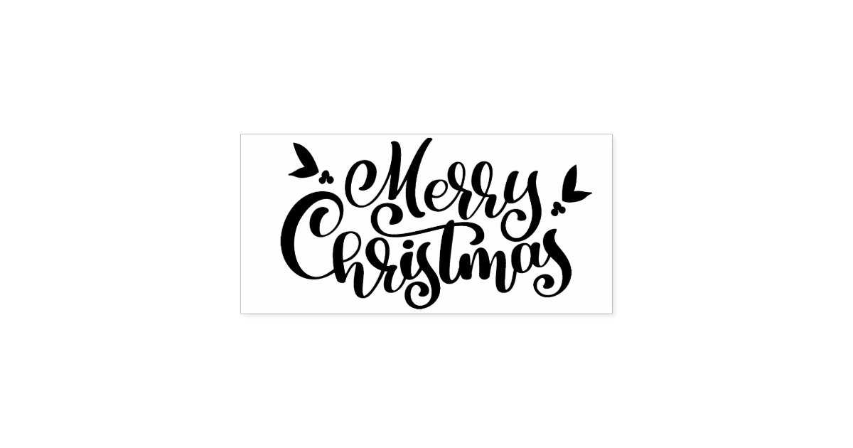 Bold Calligraphy Merry Christmas Rubber Stamp Zazzle Com
