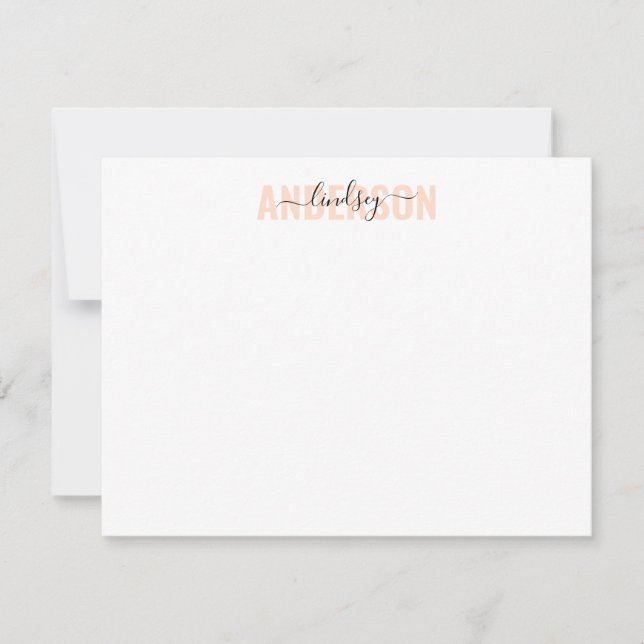 Bold Calligraphy Orange Personalized Note Card (Front)