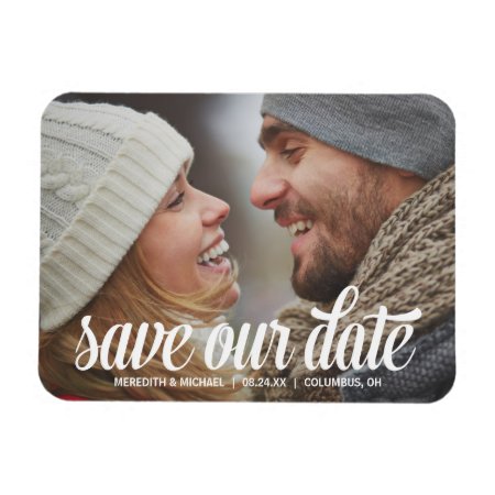Bold Calligraphy | Photo Save The Date Magnet