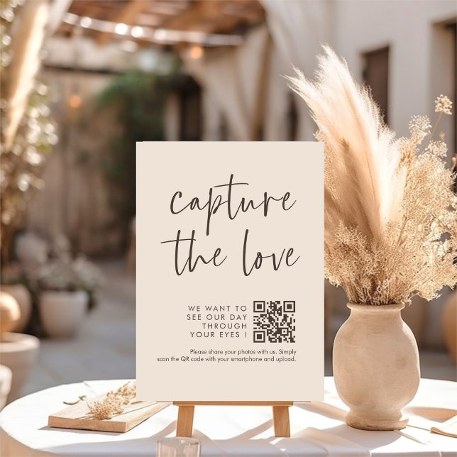 Bold Calligraphy Script Capture The Love QR code  Enclosure Card (Creator Uploaded)