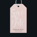 Bold Calligraphy | White pink modern save the date Gift Tags<br><div class="desc">Announce your upcoming wedding with our Bold Calligraphy in white color against blush pink background for this trendy and modern save the date. For help or custom request (no charges) please contact us at citronelladesign@gmail.com or visit our store</div>