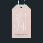 Bold Calligraphy | White pink modern save the date Gift Tags<br><div class="desc">Announce your upcoming wedding with our Bold Calligraphy in white color against blush pink background for this trendy and modern save the date. For help or custom request (no charges) please contact us at citronelladesign@gmail.com or visit our store</div>