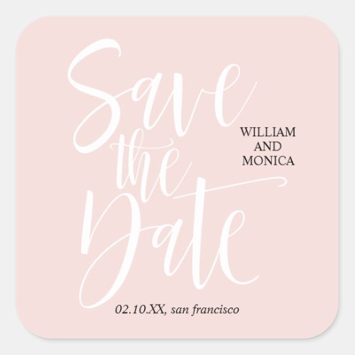 Bold Calligraphy  White pink modern wedding Square Sticker