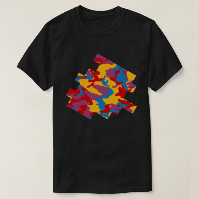 Bold Camo Pattern Digital Sketch T-Shirt (Design Front)
