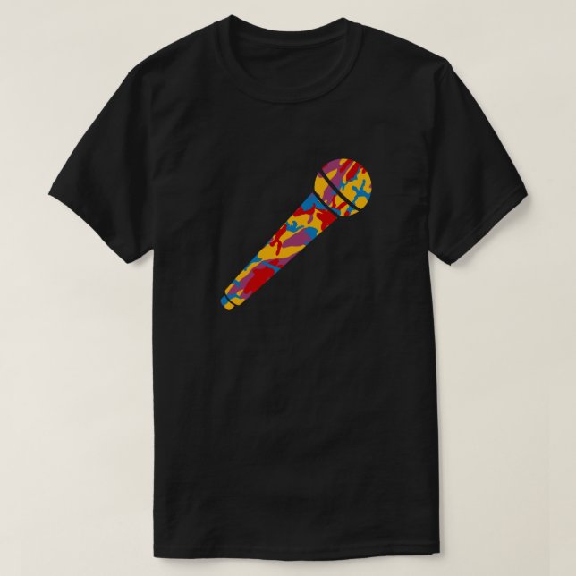 Bold Camo Pattern Microphone T-Shirt (Design Front)