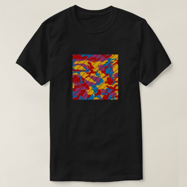 Bold Camo Pattern Square Sliced T-Shirt (Design Front)