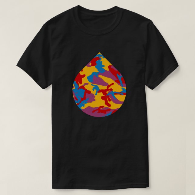 Bold Camo Pattern Teardrop T-Shirt (Design Front)