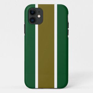 Bold Camp Green Golden Brown Racing Stripes iPhone 11 Case