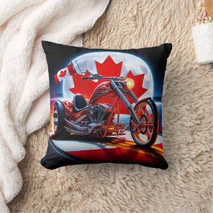 Bold Canadian chopper under a full moon Throw Pillow