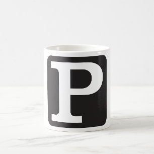 Bold Capital Letter P Monogram Coffee Mug