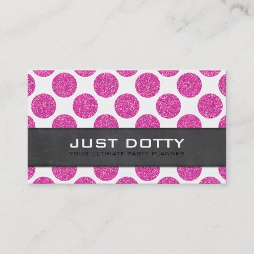 Customizable BOLD CARD polka dots chalkboard hot pink glitter Business Cards
