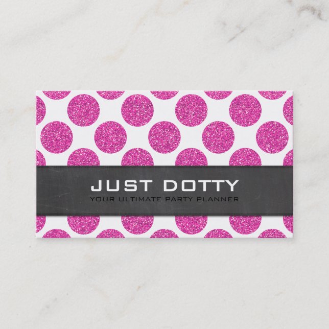 BOLD CARD polka dots chalkboard hot pink glitter (Front)